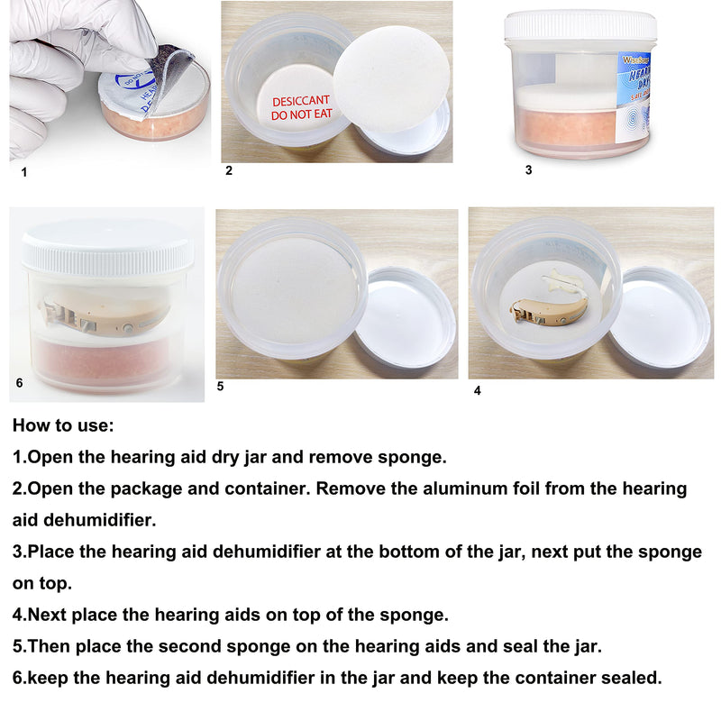 Wisesorb Hearing Aid Dryer, Hearing Aid Dehumidifier, Hearing Drying Jar and Dehumidifier Set (1 Container and 1pcs × 30g Capsules) 1 Jar+1 Dryer