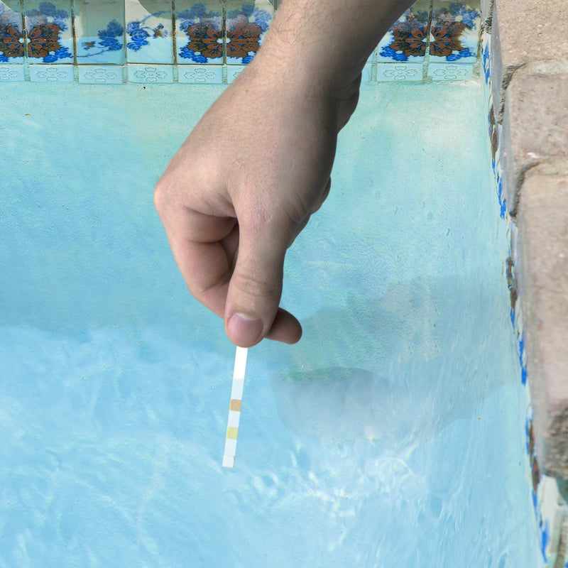 Poolmaster 22211 Smart 4-Way Swimming Pool and Spa Water Chemistry Test Strips, 1 Pack, Made in the USA, White and yellow 4 Way Test Strips
