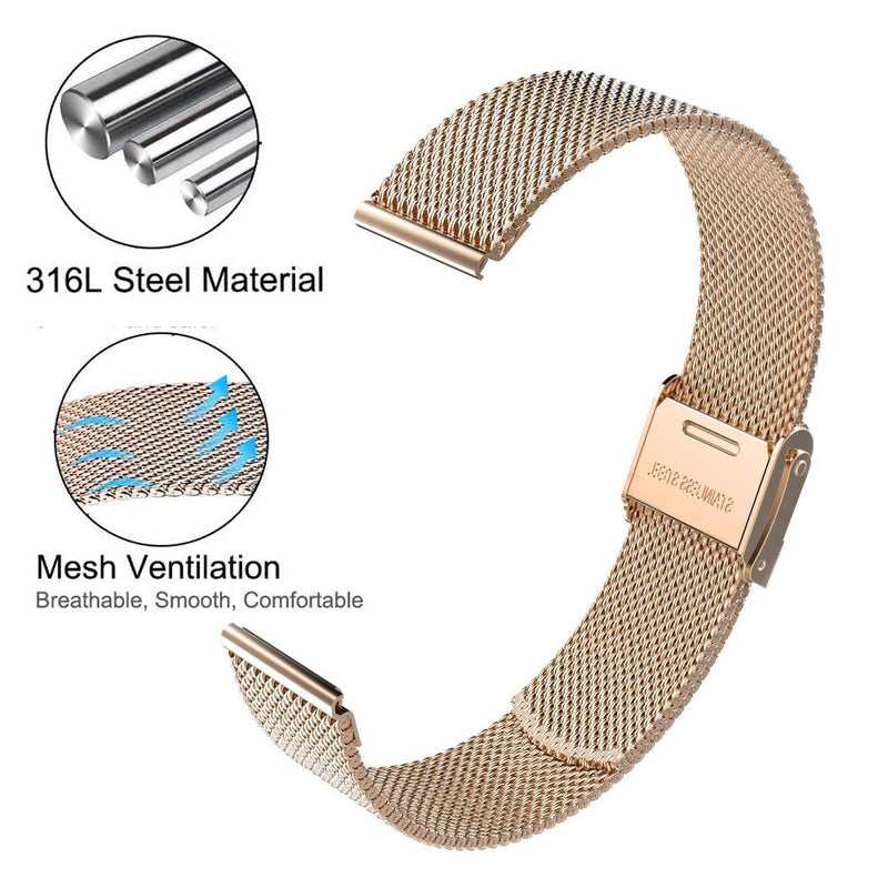 Compatible for Garmin Vivoactive 4S 40mm / Venu 2s Bands, ViCRiOR Solid Stainless Steel Watchband+ Mesh Strap Bracelet Replacement Band Strap for Garmin Vivomove 3S , Rose Gold