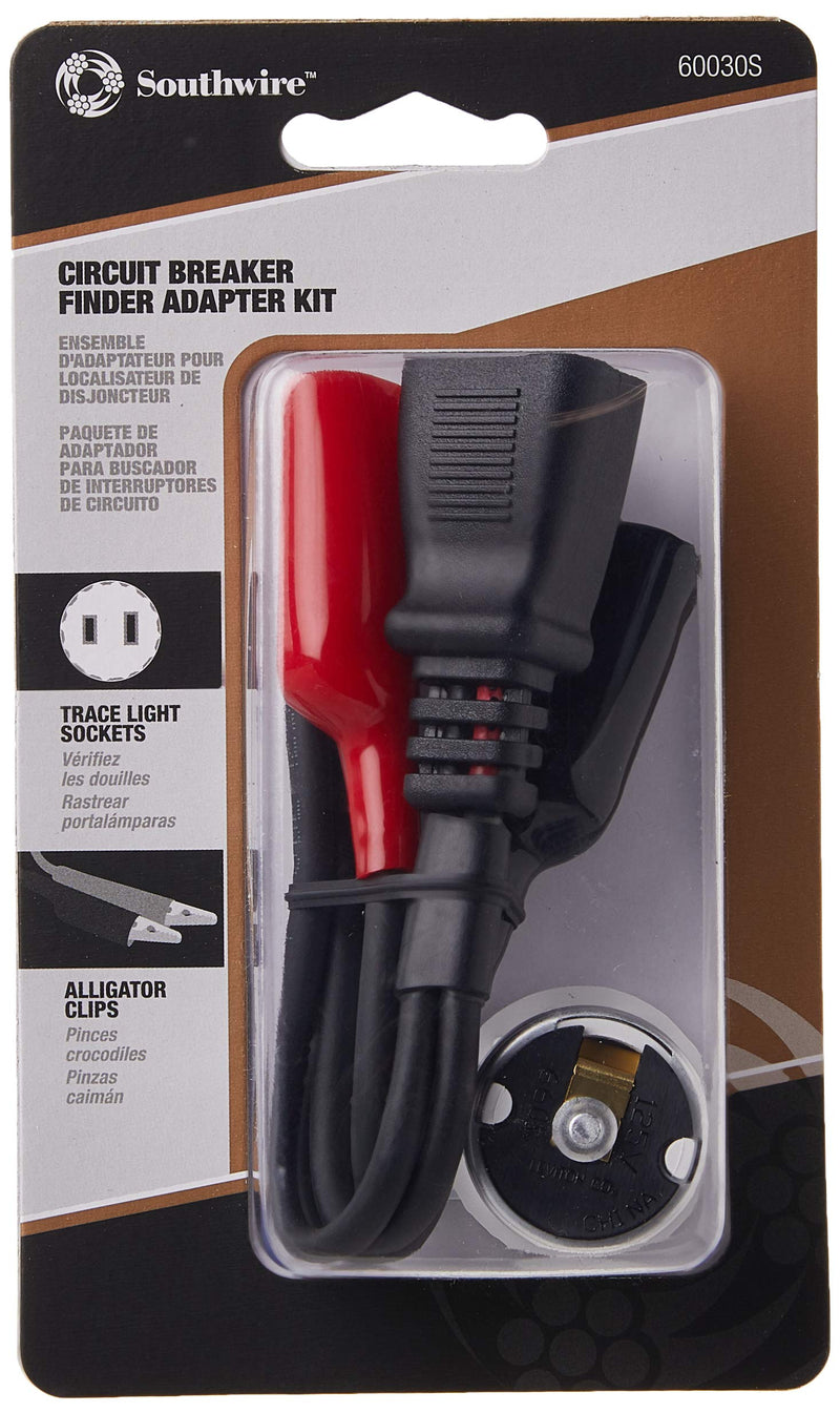 Southwire 58292240 60030S Circuit Breaker Finder Adapter/Accessory Kit; Includes Alligator Clips and Light Bulb Circuit Adapter (Compatible with Southwire's 41210S Circuit Breaker Finder) Original version