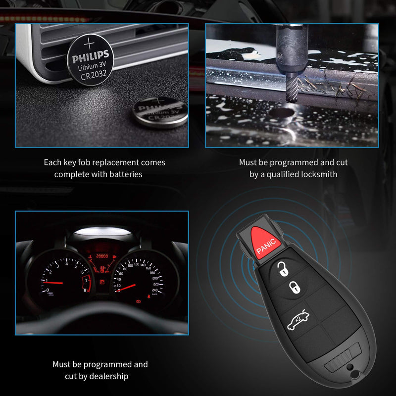 Key Fob Fit for Chrysler 300 2008-2011, Dodge Durango 2008-2013, Challenger 2008-2014, Journey 2009-2013, Charger 2008-2012, Grand Caravan 2008-2014 4-BTN