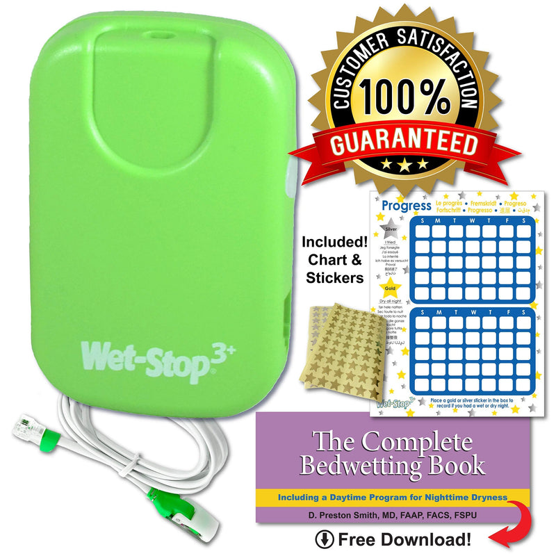 Wet-Stop 3 Green Bedwetting Enuresis Alarm with Loud Sound and Strong Vibration for Boys or Girls, Proven Solution for Bedwetters…