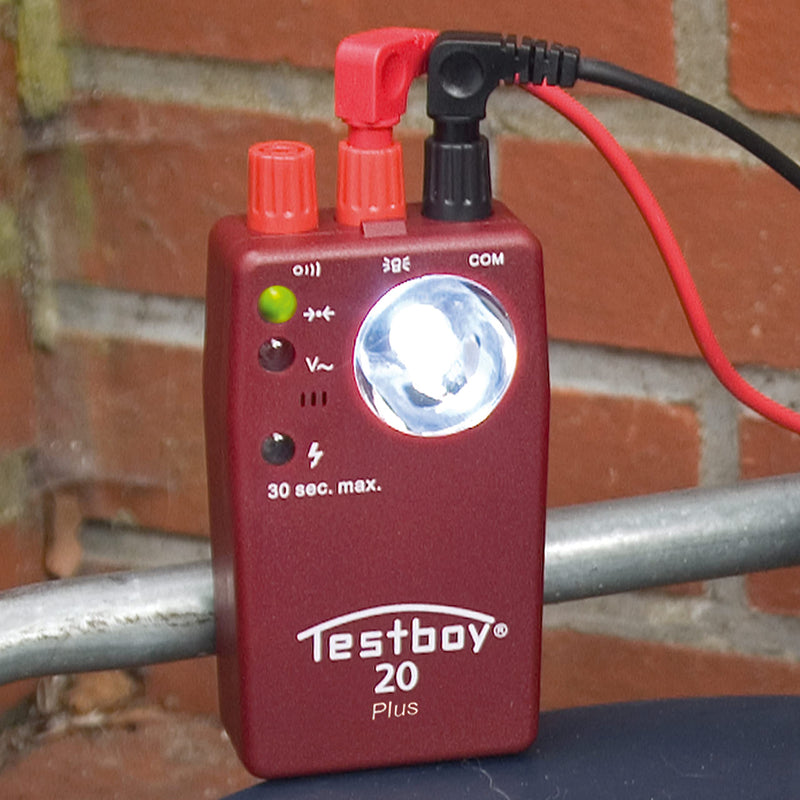 Testboy 20 Plus external voltage protected continuity tester CAT II 300 V, electrician tool (non-contact voltage sensor, high-performance LED flashlight, quick in seconds), red compact