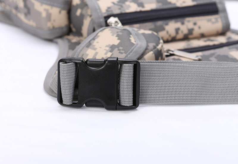SEALINF Canvas Waist Bag Fanny Pack Racing Drop Leg Bag Motorcycle Outdoor Bag grey camouflage