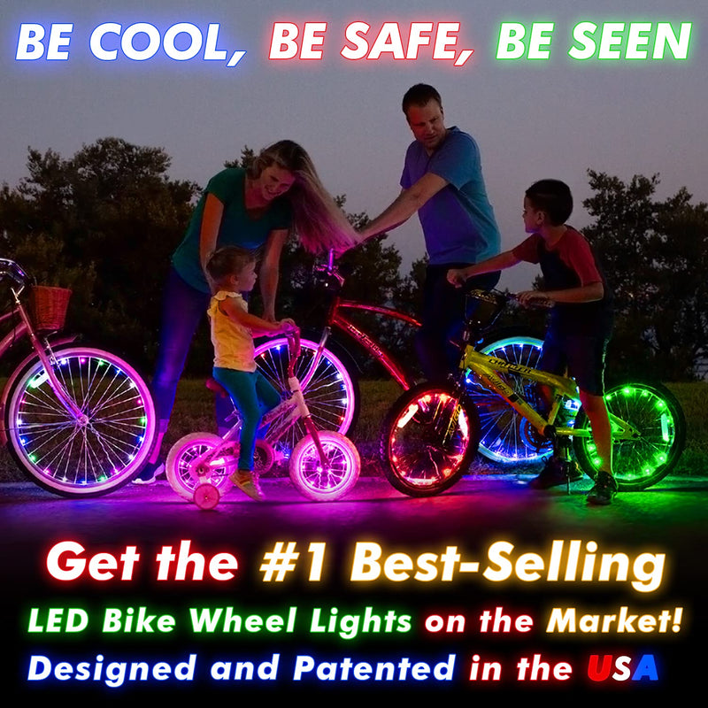 Activ Life 2-Tire Pack LED Bike Wheel Lights with Batteries Included! Get 100% Brighter and Visible from All Angles for Ultimate Safety and Style Blue 2 Wheels