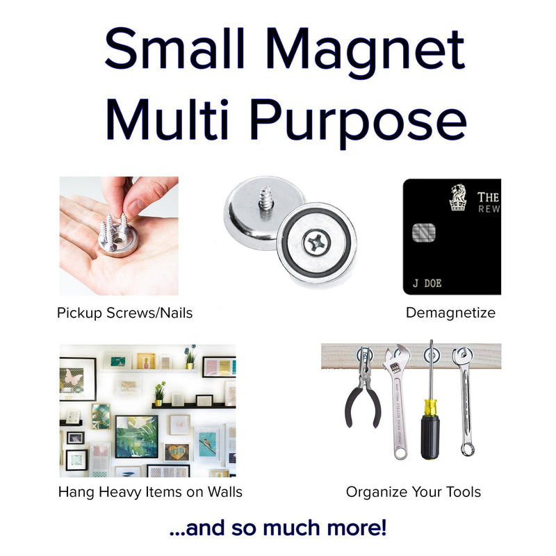 2Pc Neodymium Cup Magnets 90 lbs Pull 1.26" Dia Screw Included