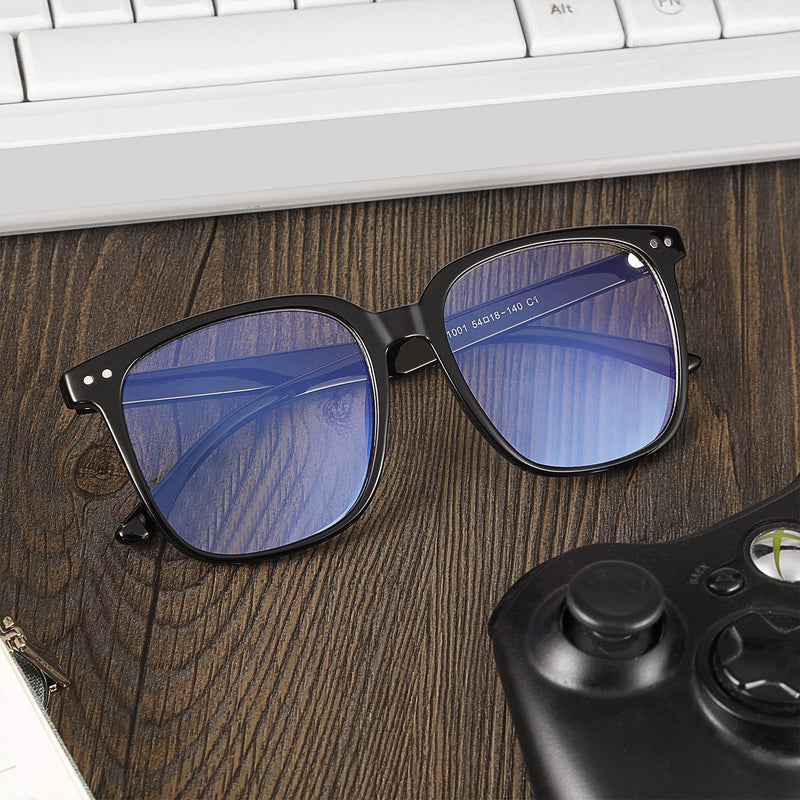 Oversized Blue Light Blocking Glasses for Women Reading Computer Gaming Protection Eye(Bright Black) Bright black