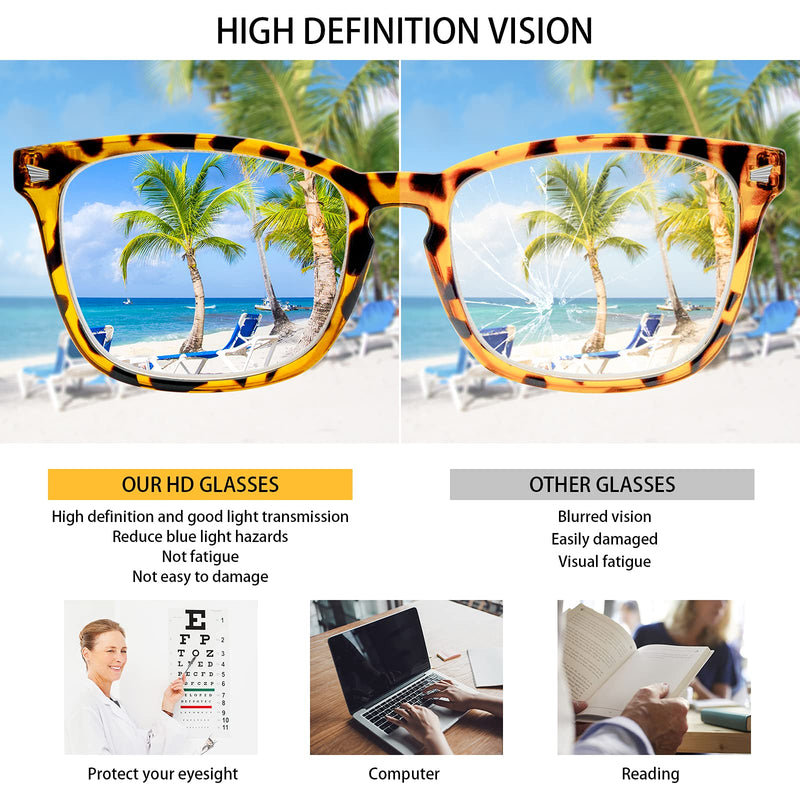 5 Pack Blue Light Blocking Reading Glasses Fashion Square Computer Glasses Women Men Comfort Reading Gaming TV Glasses 5 Mix 0.0 x