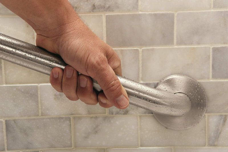 Moen R8718D3GBN Home Care Ultima 18-Inch Designer Bathroom Grab Bar with Curl Grip, Brushed Nickel Pack of 1