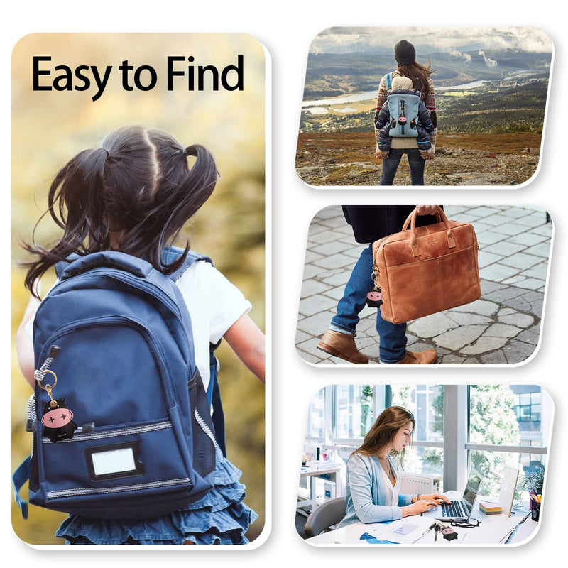 Leather Keychain Case Holder Compatible with Apple AirTag, GPS Airtag Keychain Finder Tracker with Key Ring, Anti-Scratch Protective Air Tag Cover for Keys, Wallet(Black Cow) Black Cow