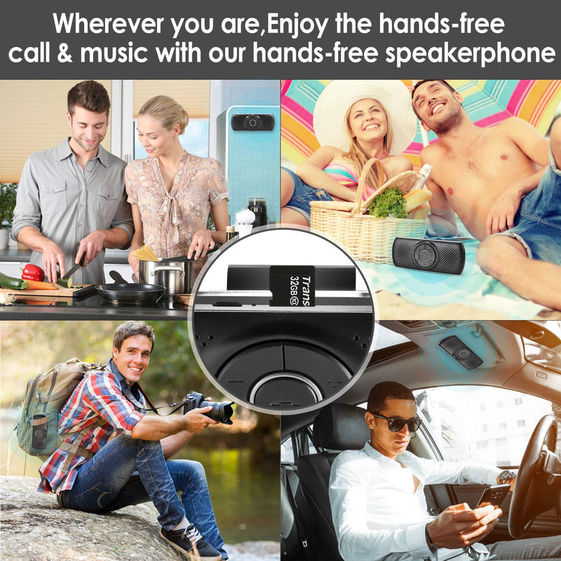 Wireless in Car Handsfree Speakerphones, TIANSHILI Portable Bluetooth Speaker,Stereo Sound Enhanced Bass/Built-in Mic/TF Card Player/Google Assistant Voice Command for Car, Home, Outdoor Silver