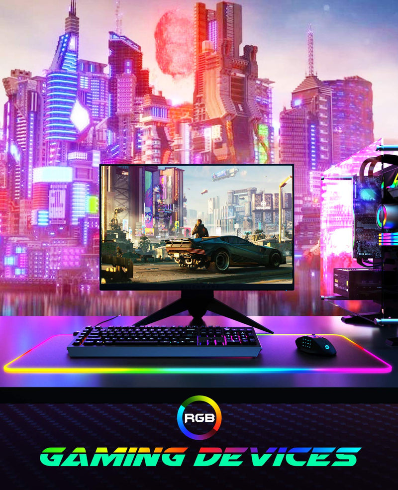 RGB Gaming Mouse Pad, UtechSmart Large Extended Soft Led Mouse Pad with 14 Lighting Modes 2 Brightness Levels, Computer Keyboard Mousepads Mat 800 x 300mm / 31.5×11.8 inches X-Large (31.5" × 11.8") RGB