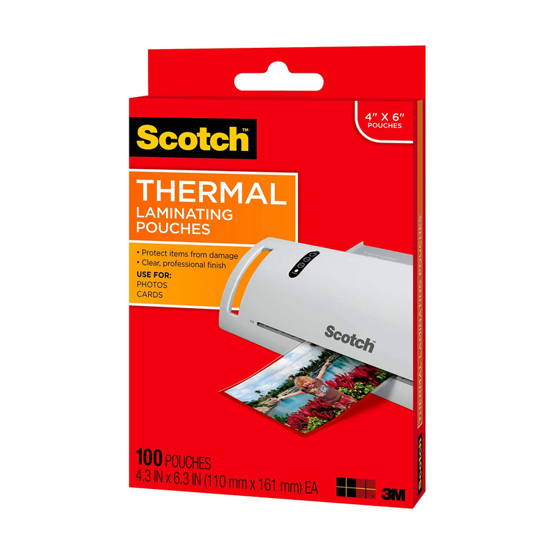 Scotch Thermal Laminating Pouches, 5 Mil Thick for Extra Protection, 4.3 Inches x 6.3 Inches, 100 Pouches (TP5900-100)