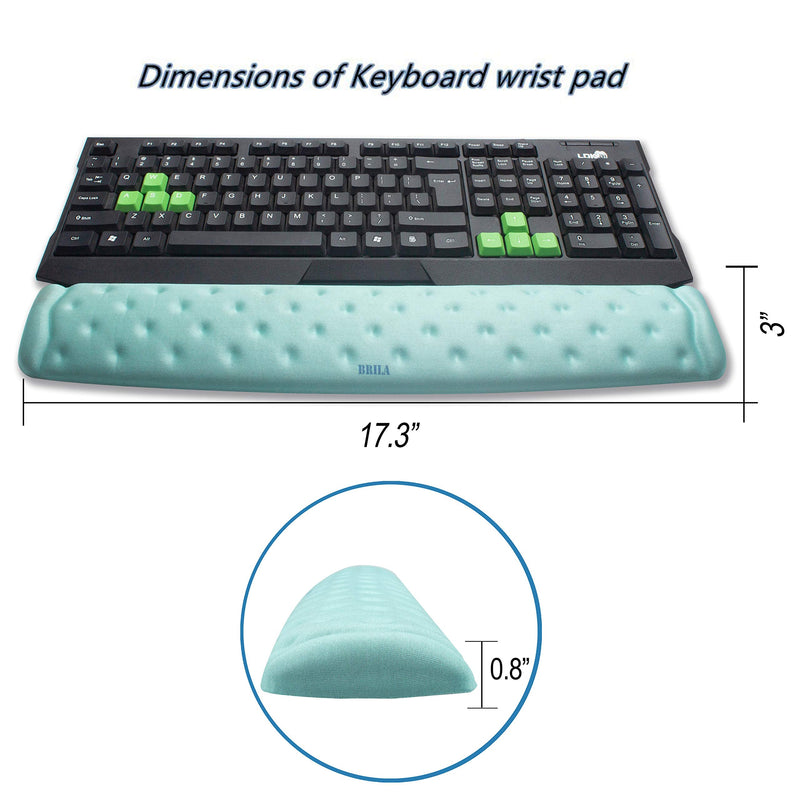 BRILA Memory Foam Mouse & Keyboard Wrist Rest Support Pad Cushion Set for Computer, Laptop, Office Work, PC Gaming - Massage Holes Design - Easy Typing Wrist Pain Relief (Aquamarine Bundle) Aquamarine Bunlde