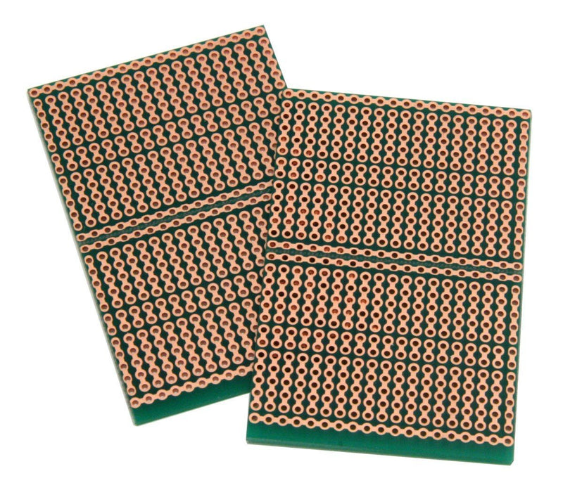 SB5x2 Snappable PCB BreadBoard with 5-Hole Strips 2-Pack, Scored PCB, Snaps Into 4 Small Boards, 2-Layer, Plated Holes, Power Rails, 2.8 x 3.8in (73.7 x 96.5mm)