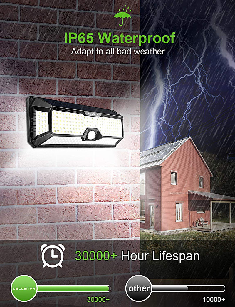 Solar Outdoor Lights - Motion Sensor 4000Lm 268 LEDs Solar Security Light IP65 Waterproof Led Lights Super Bright Solar Wireless Wall Lights with 3 Optional Modes and 4Wide Angle (1 Pack) 1 PACK