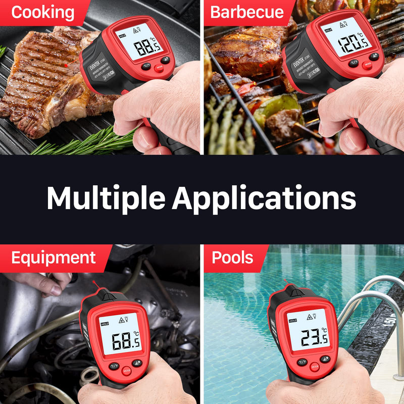 Infrared thermometer, Eventek IR laser thermometer, non-contact -50°C-420°C (-58°F - 788°F), digital temperature gun, non-medical, not for the human body, to measure the temperature red--50 °C~420°C (-58℉~788℉)