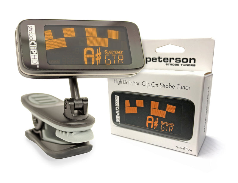 Peterson StroboClip HD Clip-On Tuner | Guitar, Bass, Violin, Ukulele, Harp, Brass, Woodwind, Orchestral Black