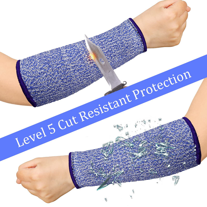 3 Pairs Cut Resistant Sleeve Arm Level 5 Protection Sleeve Black, Royal Blue, Grey