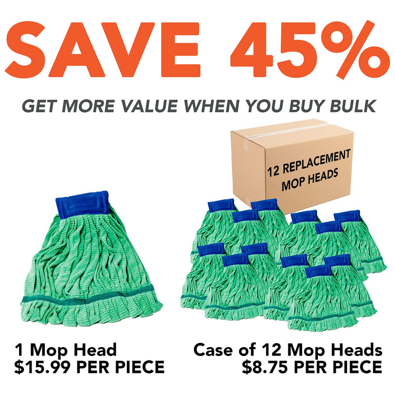 Arkwright Microfiber Tube Mop Head (14 Oz, 1 Pack), Highly Absorbent, Quick Drying, Ideal for Home, Commercial, and Industrial Use (Green) Green 14 Oz.