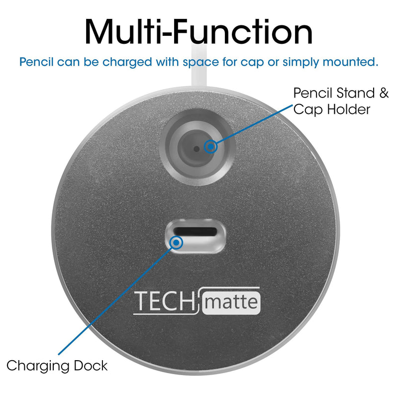 TechMatte Charging Stand Compatible with Apple Pencil - Premium Aluminum Charging Dock with Built-in Charging Cable (5feet)