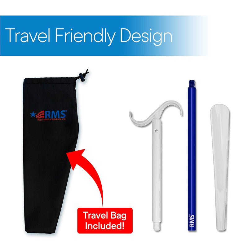 RMS 35.5 Inch Extra Long Shoe Horn Dressing Stick Aid Helper with Travel Bag