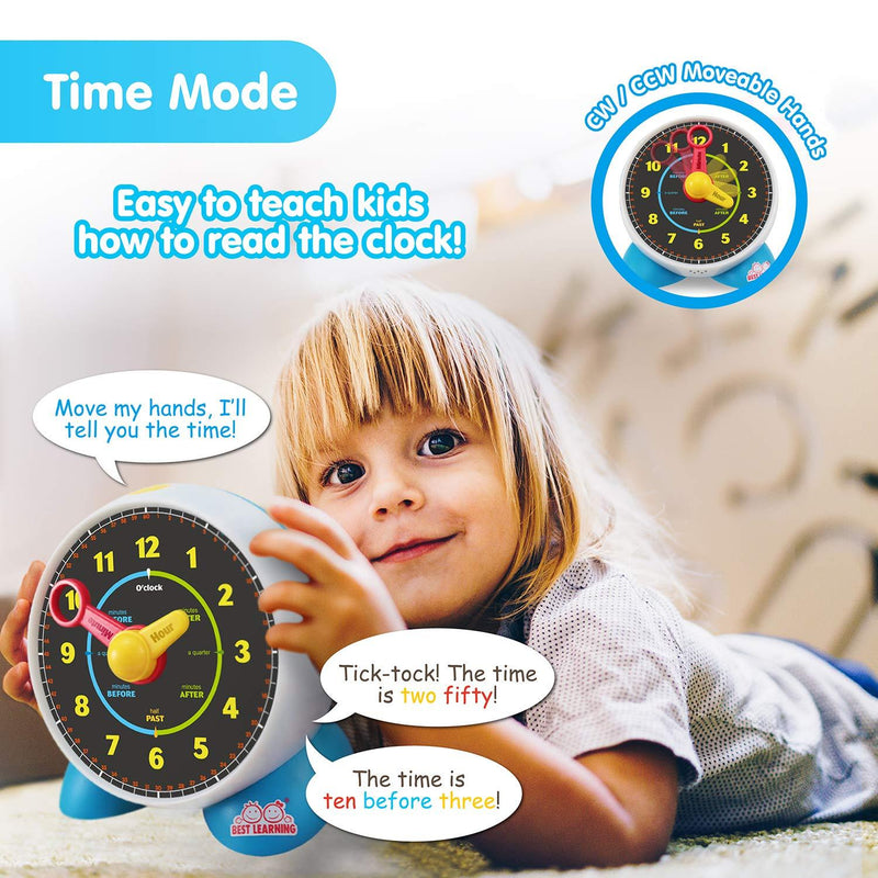 BEST LEARNING Learning Clock - Educational Talking Learn to Tell Time Light-Up Toy with Quiz and Sleep Mode Lullaby Music for Toddlers & Kids Ages 3 to 6 Years Old