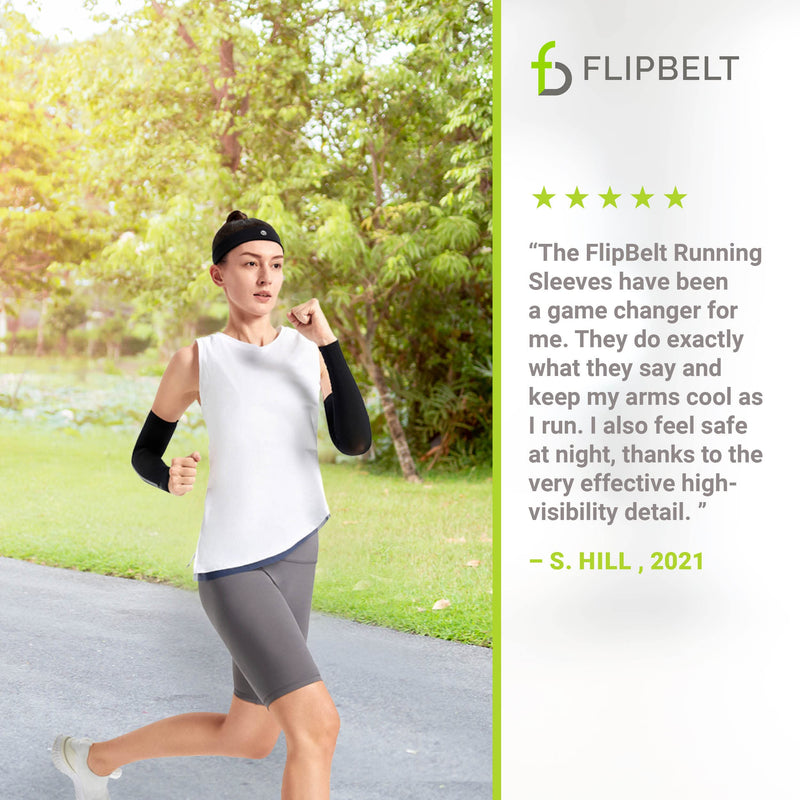 FlipBelt Arm Sleeves for Women and Men USA Company | UV Protection Elbow Brace for Women and Men | Cooling Arm Sleeves Black Medium/Large