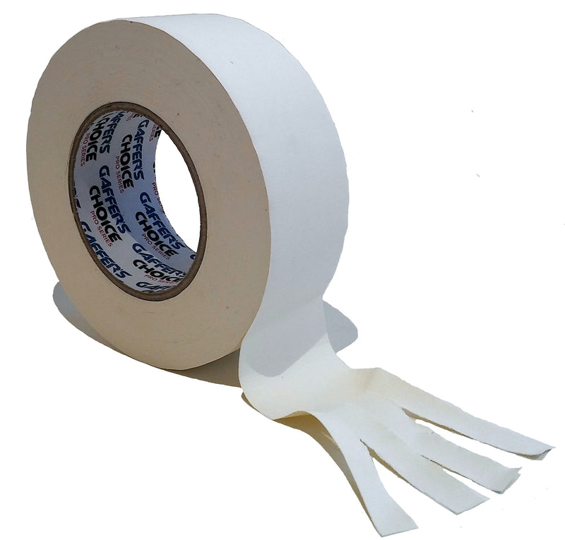 Gaffers Tape 2 inch x 60 Yard White by GAFFER'S CHOICE - Adhesive is Safer Than Duct Tape - Waterproof & Non-Reflective Multipurpose Gaffer Tape - Perfect Temporary Tape