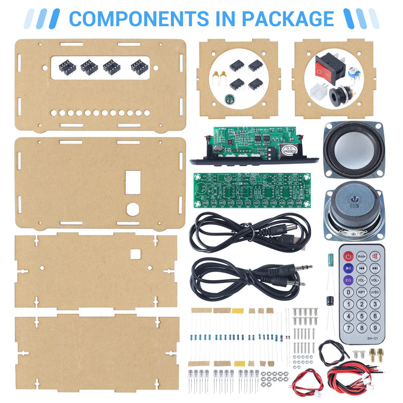 MiOYOOW DIY Electronics kit Ḅḷueṭooṭḥ Speaker with FṂ Radio, Soldering Practice Kit USB Mini Home Sound Amplifier DIY Kit with Digital Display and Colorful LED Lights for School Science Project