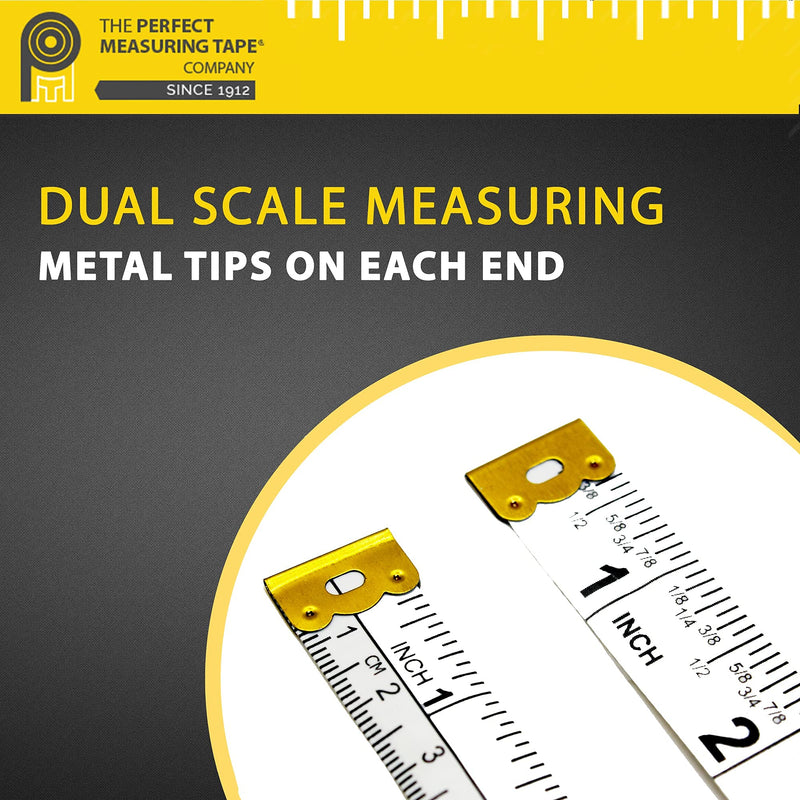 Perfect Measuring Tape - Fraction Tape Measure, All-Purpose 60 Inch Tape Measure - Double Sided Fractional Inches and Millimeter/Centimeter Tape Measure TR-16-frac (60 inch White) 60in/1.5m
