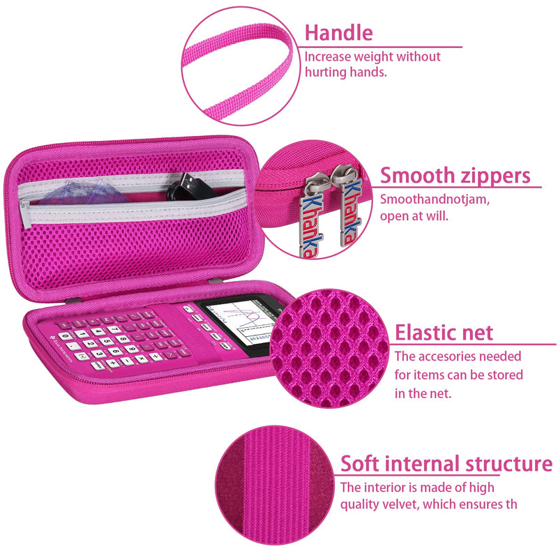 Khanka Hard Travel Case Replacement for Texas Instruments TI-83 Plus/TI-84 Plus/TI-84 Plus CE Color Graphing Calculator, Case Only (Positively Pink) Pink 2