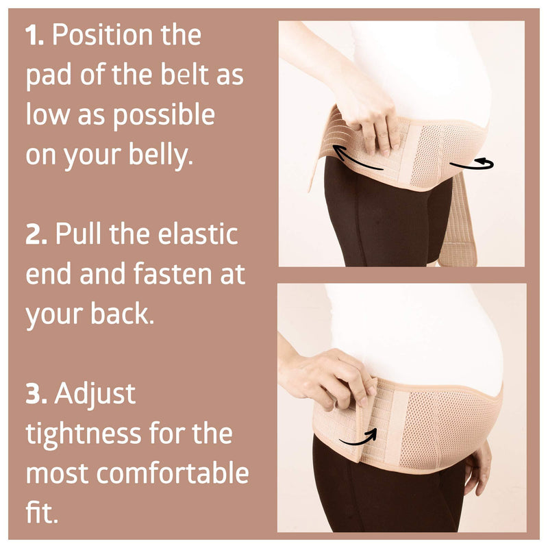 AZMED Maternity Belt, Breathable Pregnancy Back Support, Premium Belly Band, More Than 1.3M Happy Mothers, Lightweight Abdominal Binder, One-Size (Beige)