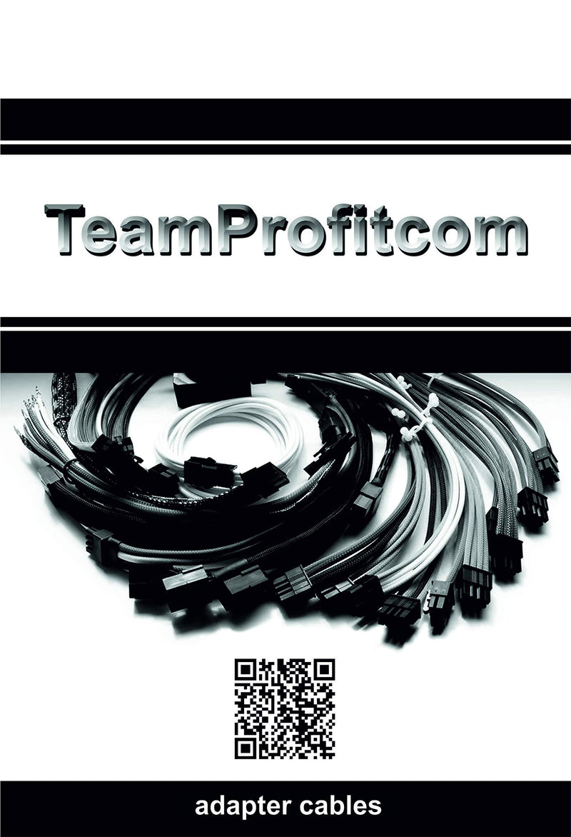 Dual 6 Pin Female to 8 Pin Male GPU Power Adapter Cable Braided Sleeved 9 inches TeamProfitcom