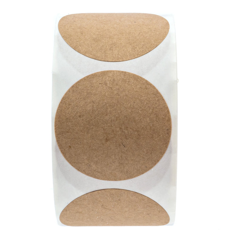 1.5" Natural Brown Kraft Stickers/500 Labels per Roll/Permanent Adhesive