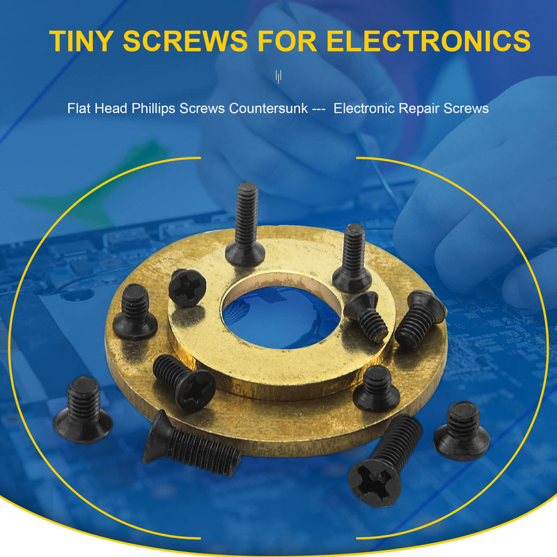 NINDEJIN Laptop Computer Screw Kit, M2 M2.5 M3 Countersunk Flat Head Phillips Mini Screws Set, Replacement Screw Electronic Repair Accessories Flat Head 2