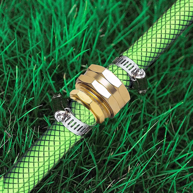 Hourleey Garden Hose Repair Connector with Clamps, Fit for 3/4" or 5/8" Garden Hose Fitting, 2 Set 2-Set