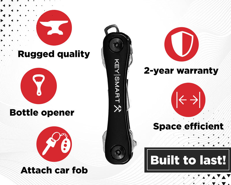 KeySmart Rugged - Multi-Tool Key Holder with Bottle Opener and Pocket Clip (up to 14 Keys, Midnight Diamond)