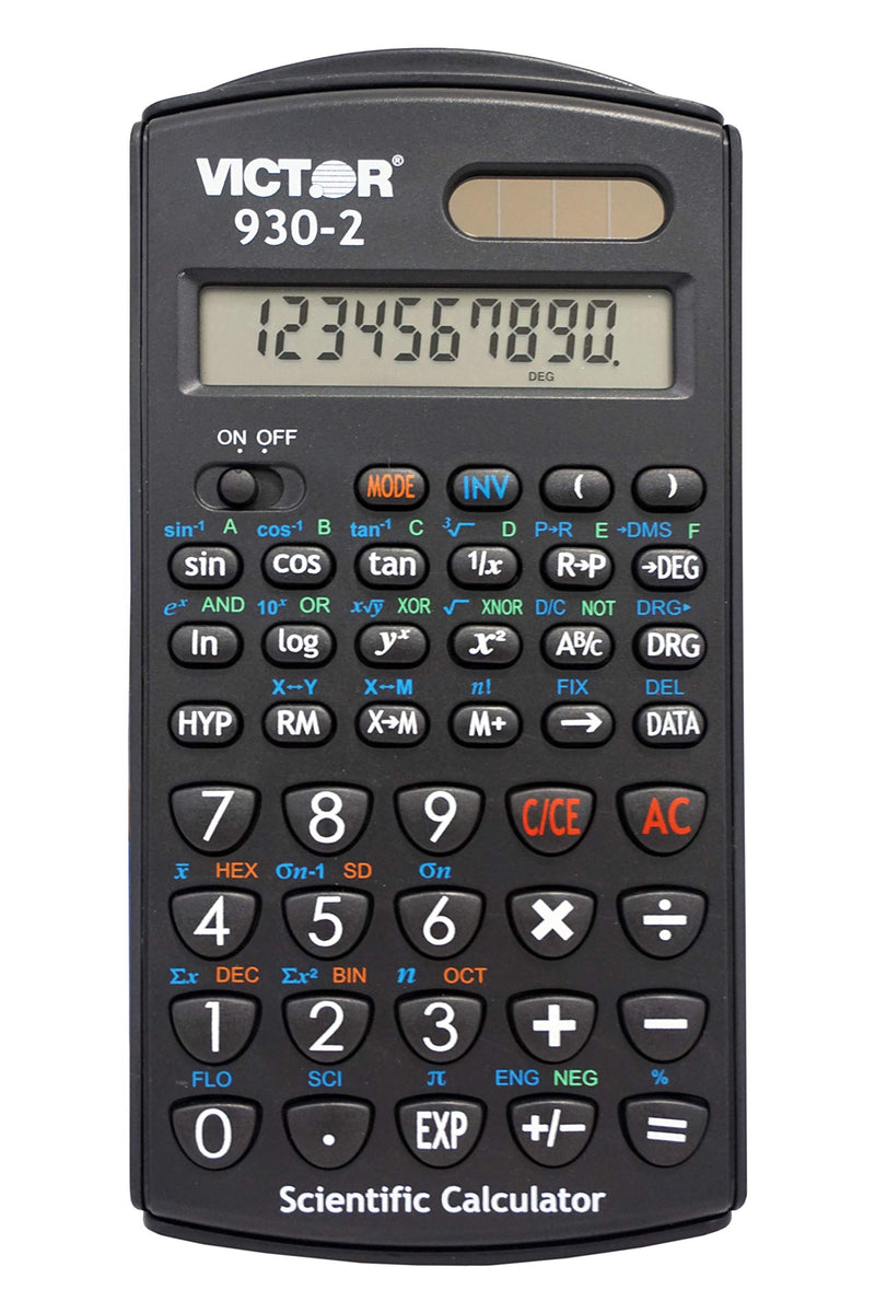 Victor-930-2 Scientific Calculator, 1Line Display-Black and Silver , 3 x 5