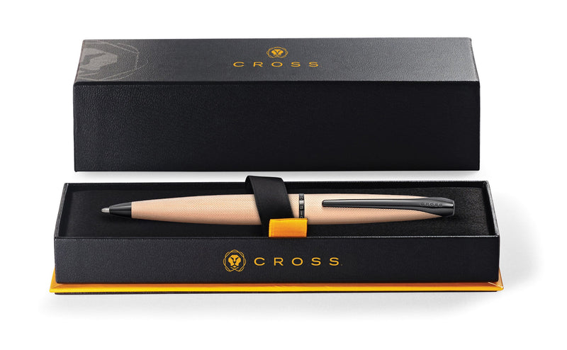 Cross ATX Brushed Rose Gold PVD Ballpoint Pen with Etched Diamond Pattern PVD - Brushed Rose Gold