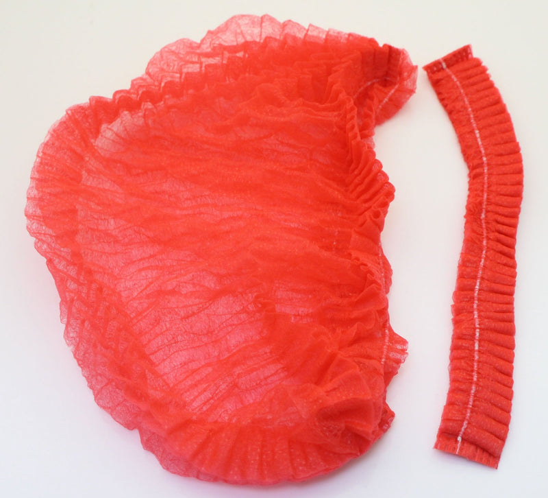 Yes!Fresh 100 Pieces Disposable Non-Woven Clip Caps Mop Caps Hairnets Head Cover, 21", with 6 Colors for You to Choose (Red) Red