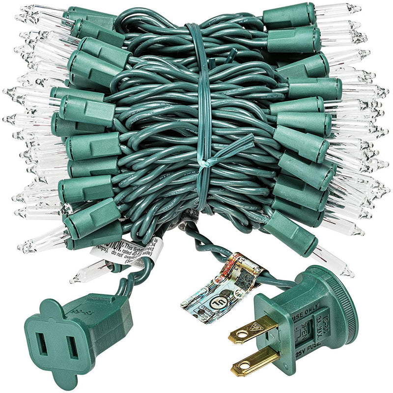100-Count Clear Green Wire Christmas Light Set Christmas Decorations