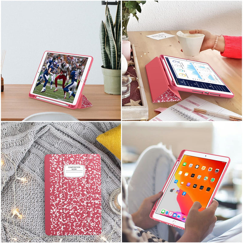 Soke New iPad 10.2 Case with Pencil Holder for iPad 9th Generation 2021/8th Gen 2020/7th Gen 2019-Premium Shockproof Case with Soft TPU Back Cover & Auto Sleep/Wake for iPad 10.2"(Book Watermelon) Book Watermelon