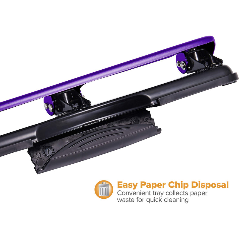 Bostitch Office EZ Squeeze Reduced Effort 3-Hole Punch, 12 Sheets, Purple,black , 1.6" x 3" x 11"