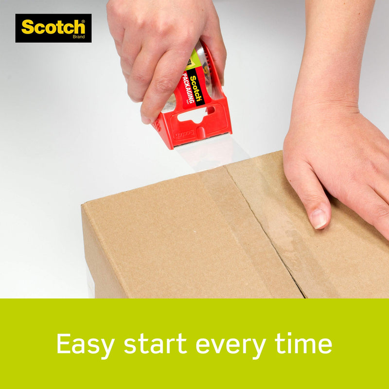 Scotch Sure Start Shipping Packaging Tape, 1.88"x 22.2 yd, Designed for Packing, Shipping and Mailing, No Splitting or Tearing, 1.5" Core, Clear, 6 Dispensered Rolls (145-6) Unit