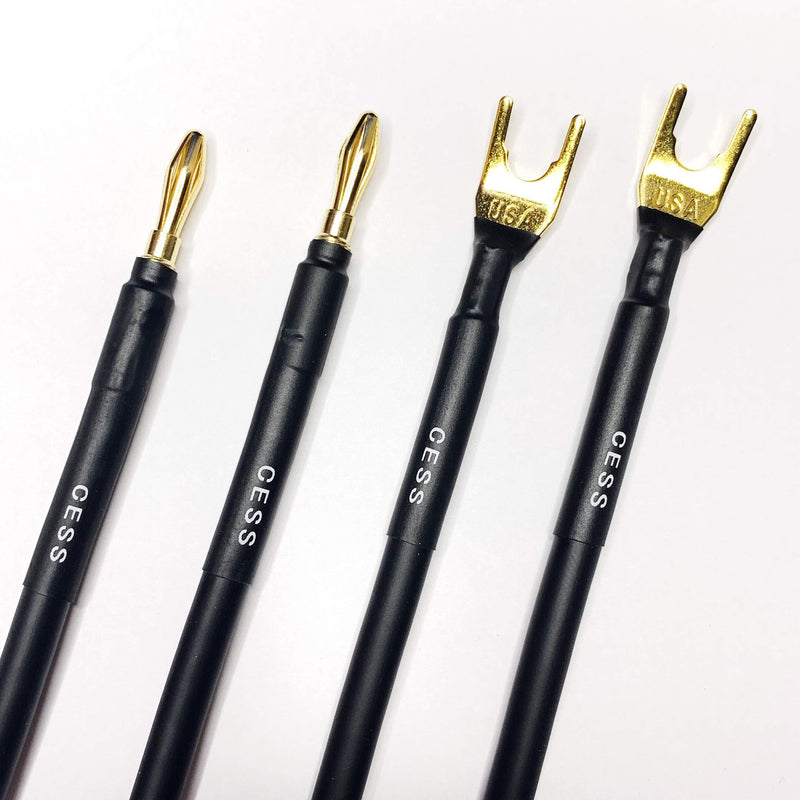 CESS-027L HiFi Speaker Cable Jumpers Wire 6-inch - Spade Plug to Banana Plug Speaker Jumper Cable - 4 Pack (Large Fork) Large Fork