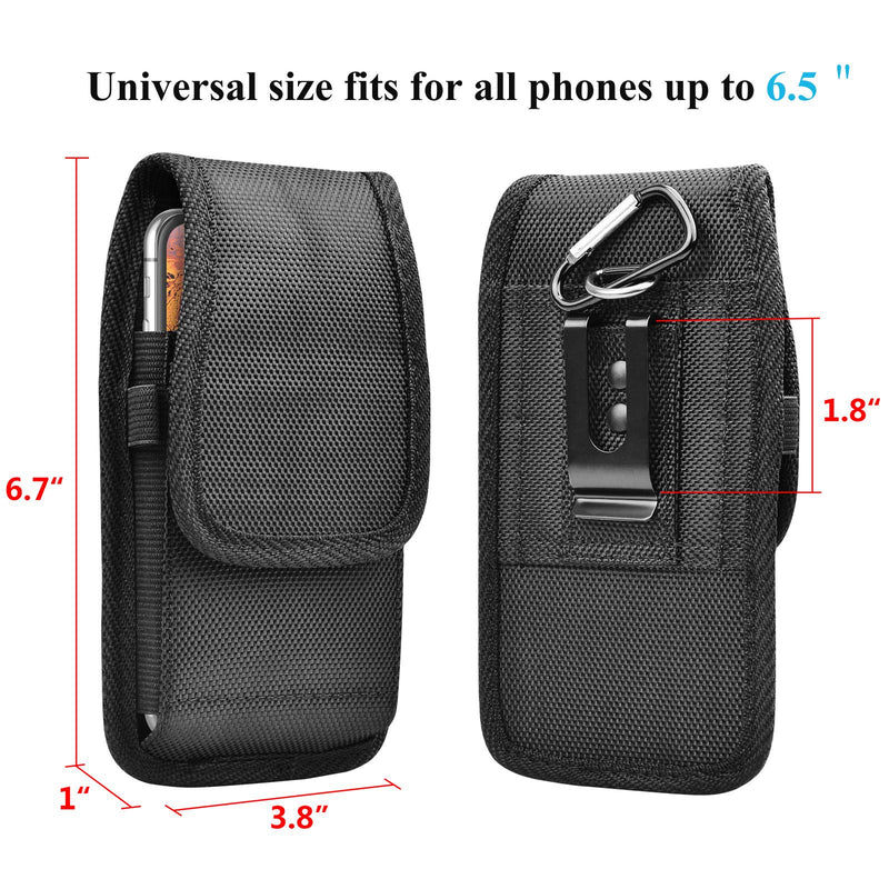 Njjex Cell Phone Holster for iPhone 13 Pro Max 12 11 XS XR 7 8 Samsung Galaxy S22 Ultra S21 S20 S10 S9 Note 20 10 A11 A21 A51 A71 A02S A12 A13 A32 A42 A52 Belt Clip Holster Phone Pouch Carrying Holder Black