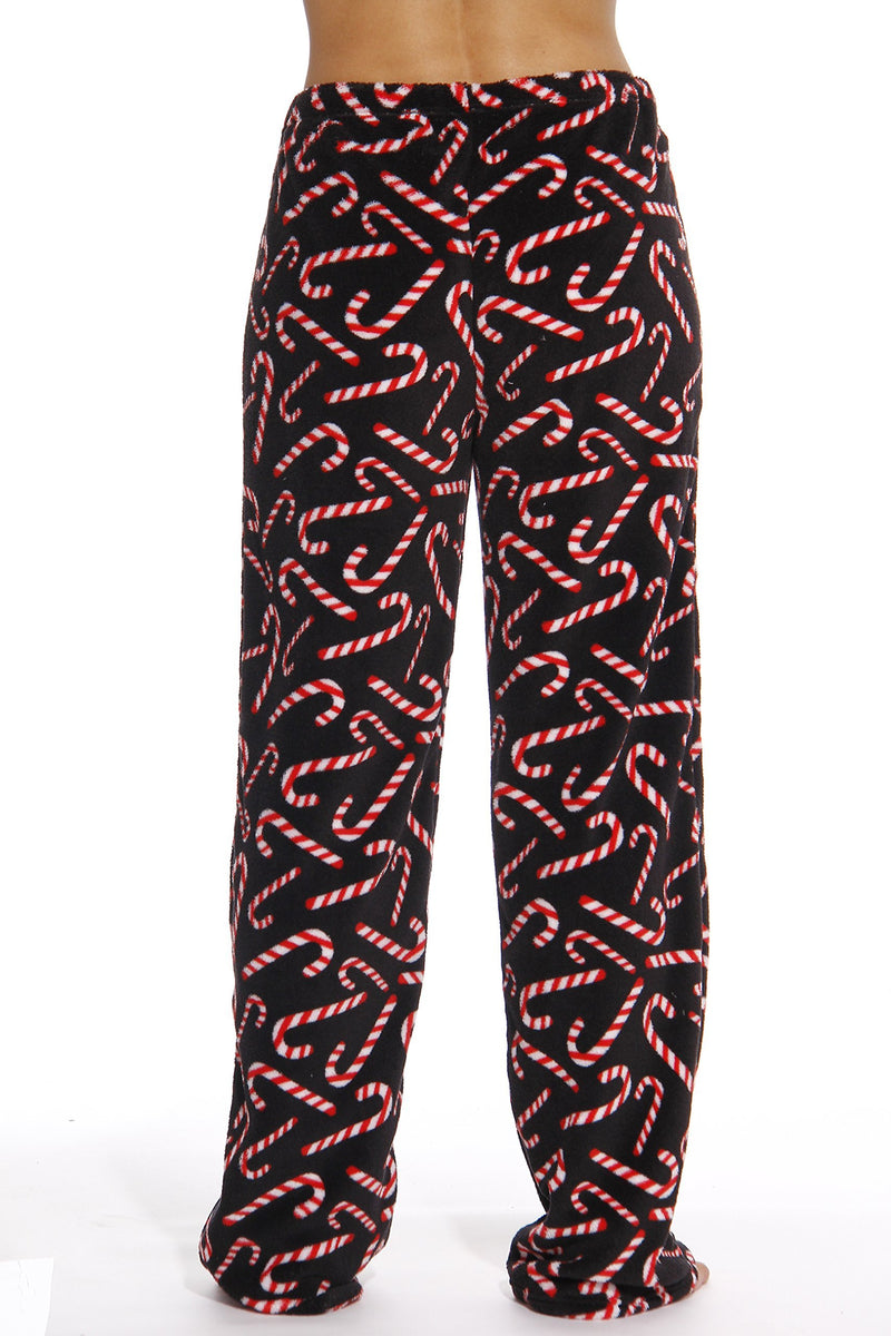 Just Love Women's Plush Pajama Pants - Petite to Plus Size Pajamas X-Small Black - Candy Cane