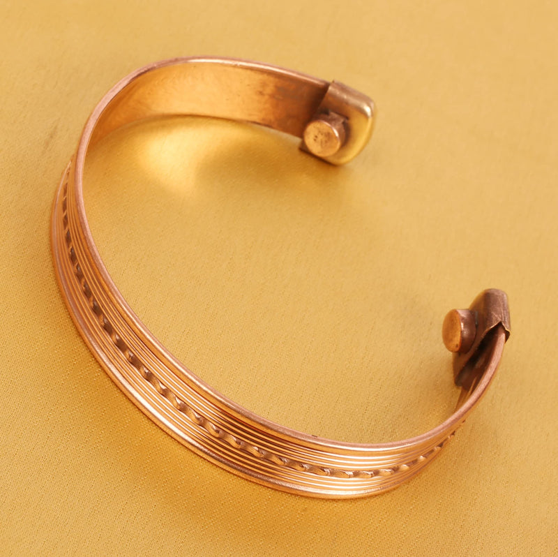 Touchstone Indian Handcrafted Healing Copper Bracelet Peace Chakra Yoga Meditation Mantra Jewelry Cuff For Women And Men. Two tone 9