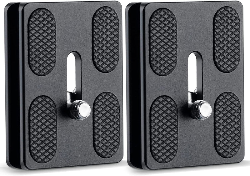 VIZEMO Camera Quick Release Plate PU50 2 Pieces QR Small Plate with 1/4"-20 Screw,Tiny Universal Quick Release Plate for Arca Swiss Standard Clamp for DSLR Camera Tripod Ballhead 50MM-1.97"(2 Packs)